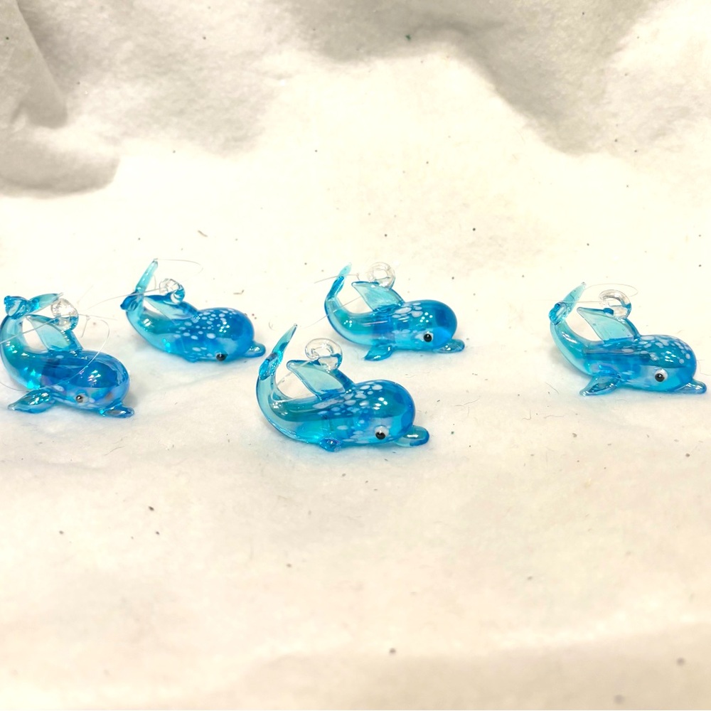 Glass blown dolphin set